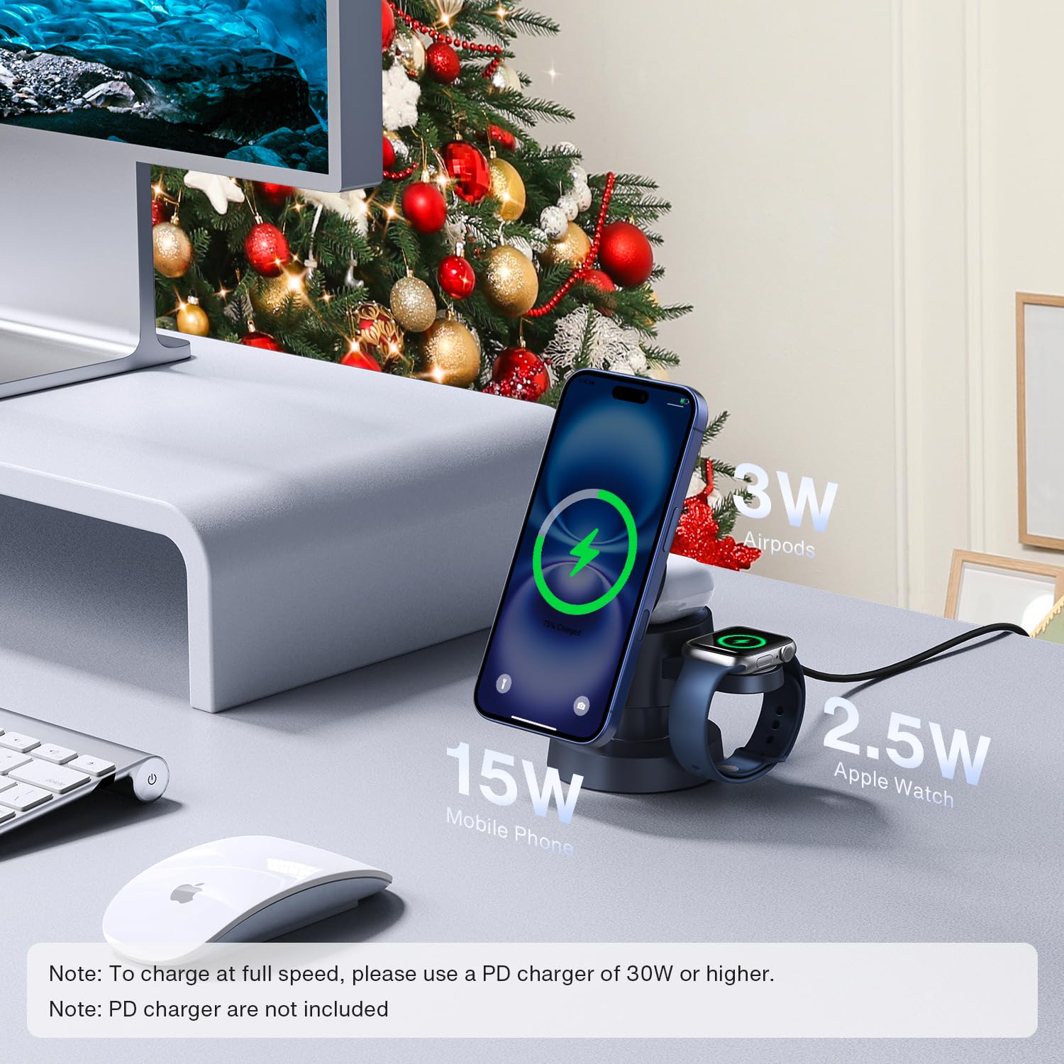 iVANKY 15W Qi2 Certified Wireless Charger for iPhone 17e Charging Station with Night Light - Image 2