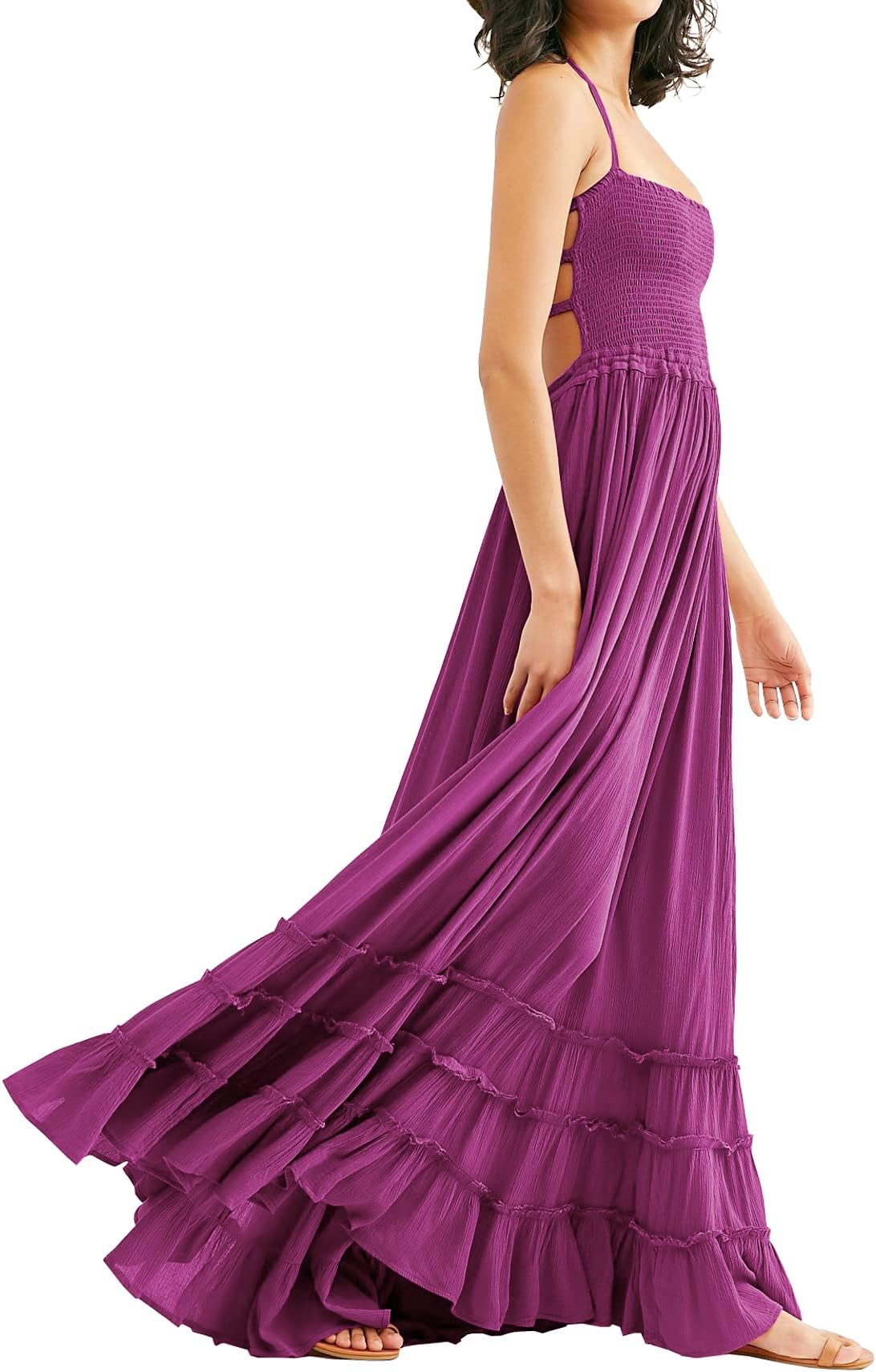 R Vivimos Womens Summer Boho Sexy Backless Long Dresses