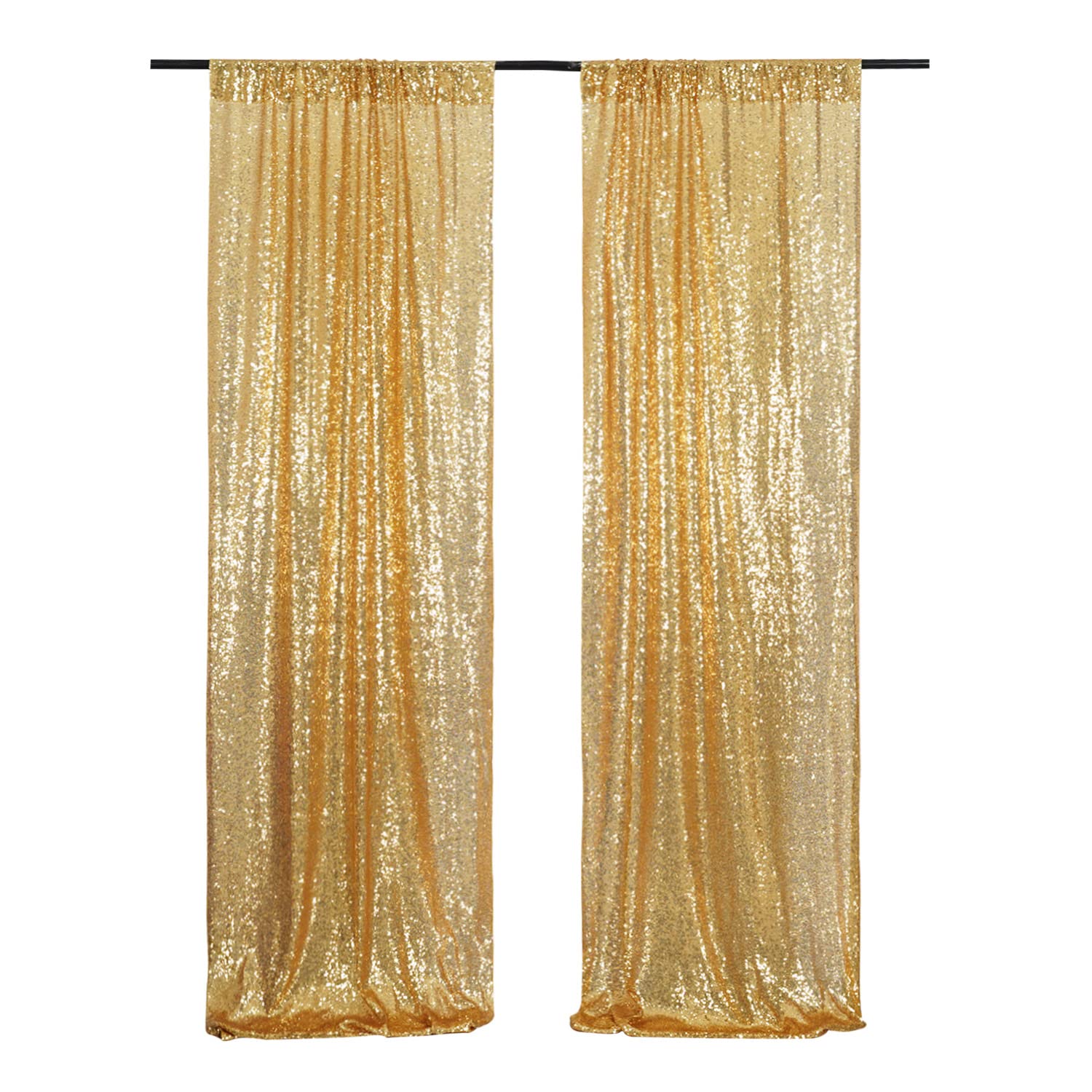 Poise3EHome Gold Sequin Backdrop Curtain 2 Panels 2ft x 8ft Gold Sequin Backdrop for Party Decoration