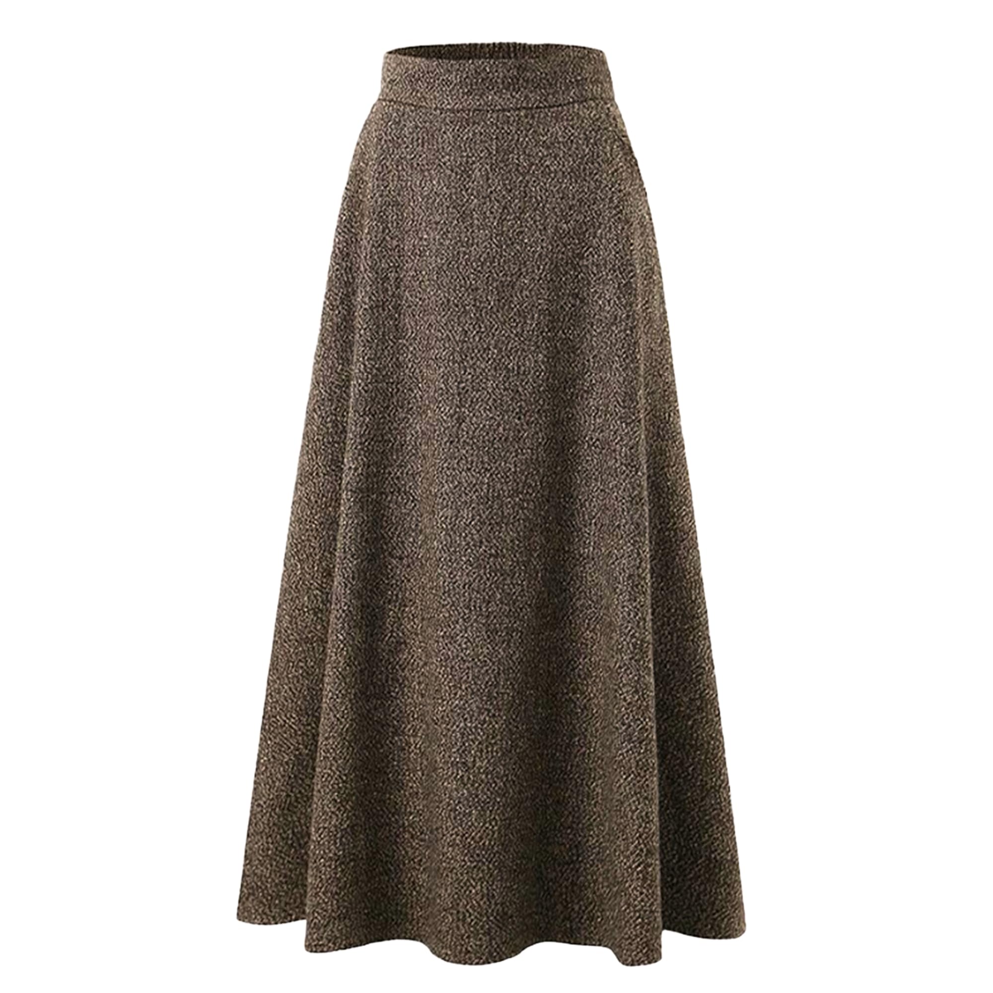 Choies Women Winter Skirt,Aline Long Fall Skirt with Pockets and High Elastic Wasit