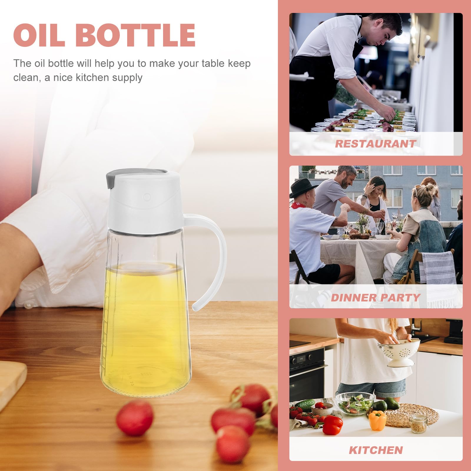 Glasflasche 2 Stück 630ml für Küche und Kochen mit Griff