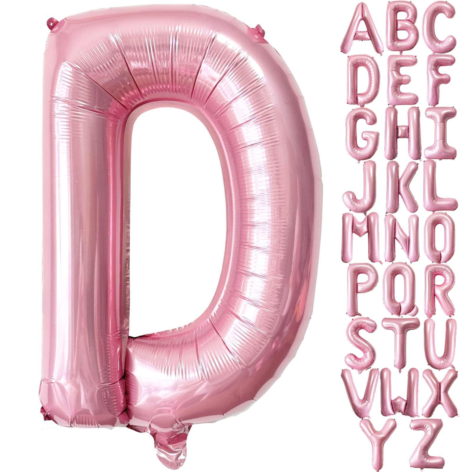 Pink Letter D Balloons, 40 Inch Pastel Pink Letter Balloons D Foil Mylar Helium Pink Letter Balloons for Birthday Party Supplies Anniversary Event