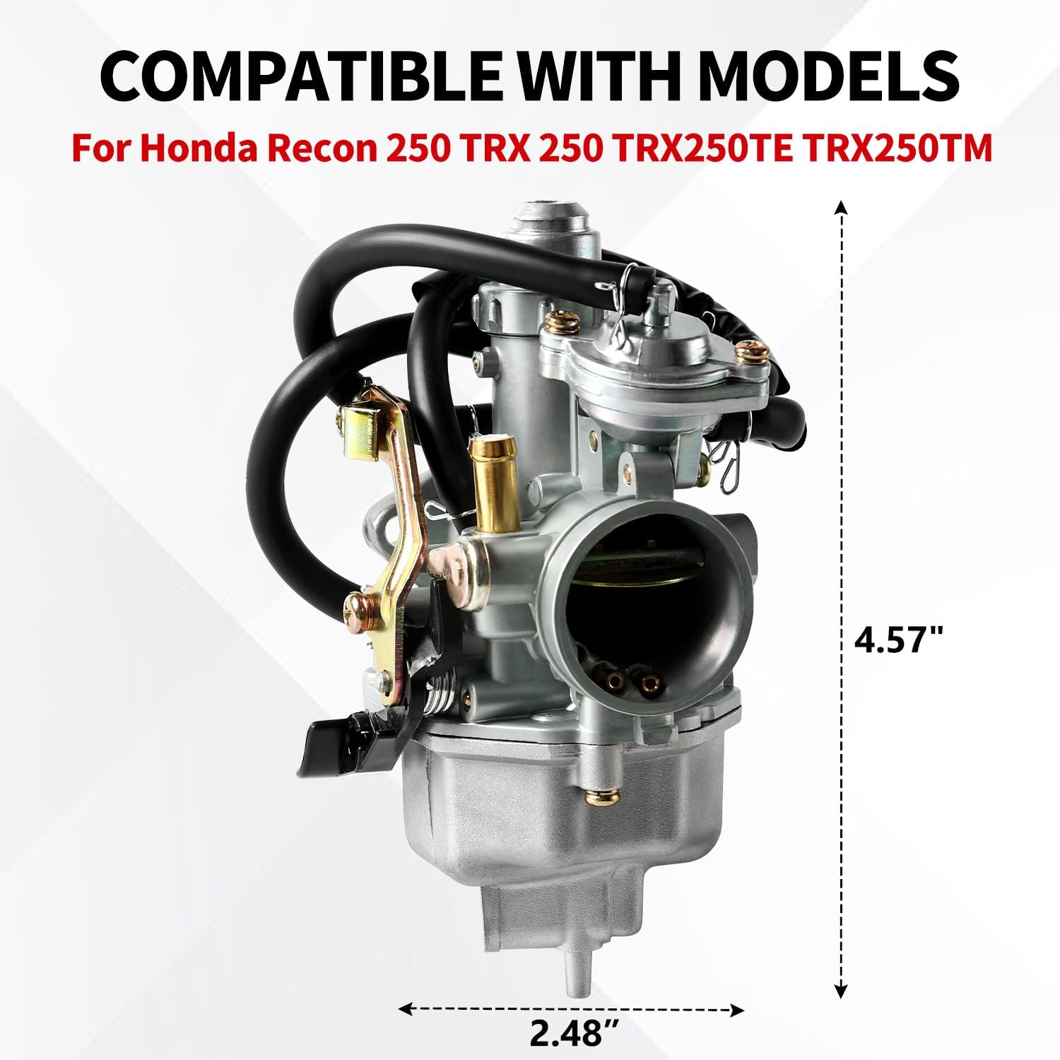 Carburetor Compatible with Honda Recon 250 TRX 250 TRX250TE TRX250TM,Carb With Fuel Tank Petcock Valve and Air Filter