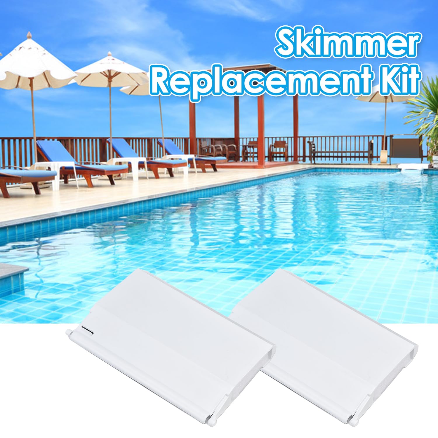 Porte Skimmer à Charnière Blanche, 2 Pièces Volet Déversoir pour Skimmer de Piscine, Trappe de Rechange pour Skimmer, Empêche Le Reflux des Déchets, 19,5x13,6 cm