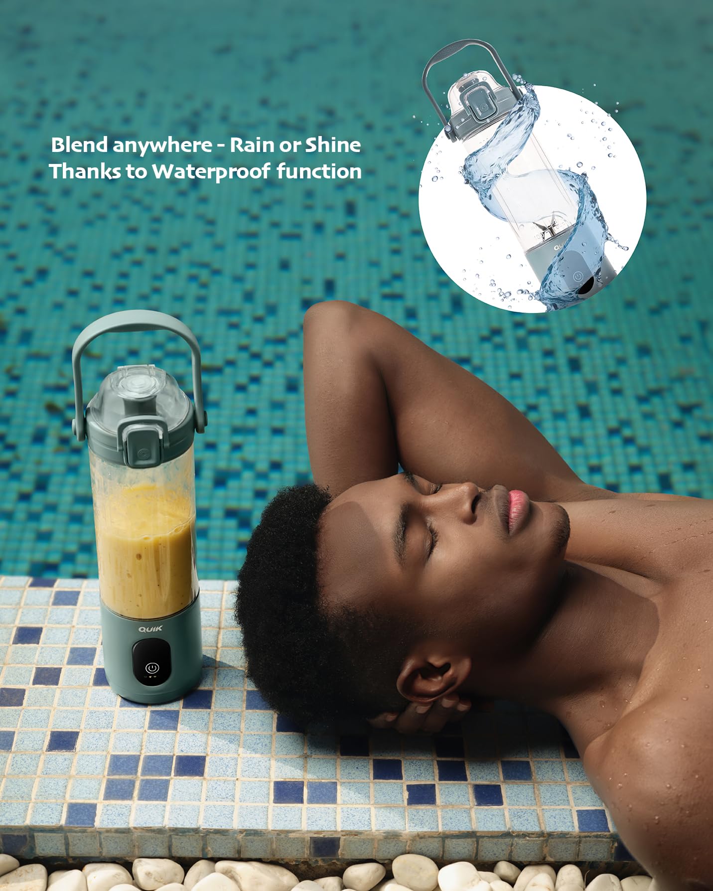 QUIK Mélangeur portable sans fil, 680,4 g, mélangeur personnel pour smoothies et smoothies, sans BPA, broyage de glace, passe au lave-vaisselle, étanche