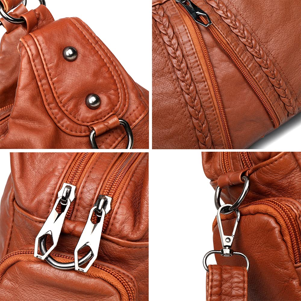 Bolso Hobo Bolso de Hombro con Bandolera en Cuero PU para Mujer Retro Bolsos Bandolera Elegante Bolso de Mano Vendimia Bolsode señora para Damas Mamá Negro