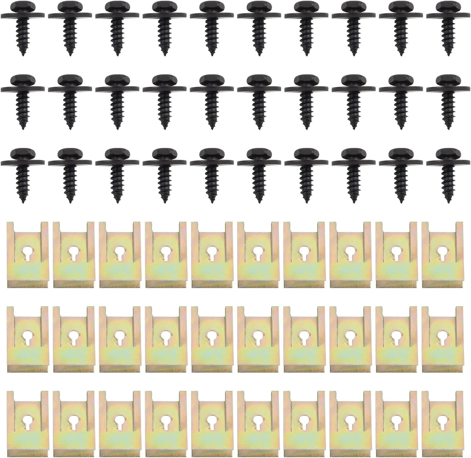 100 Stück Blechmutter Set - U-Klemmen & Schrauben Für Auto-Karosserie