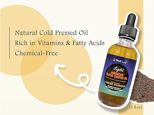 Miniatura 5 de Well's - Aceite de ricino negro jamaicano infundido con polvo de Chebe de 4 onzas líquidas, 100% natural, crecimiento del cabello, mejora la