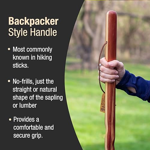 Miniatura 4 de Brazos Handcrafted Wood Walking Stick, Twisted Cedar, Backpacker Style Handle, for Men & Women, Made in The USA
