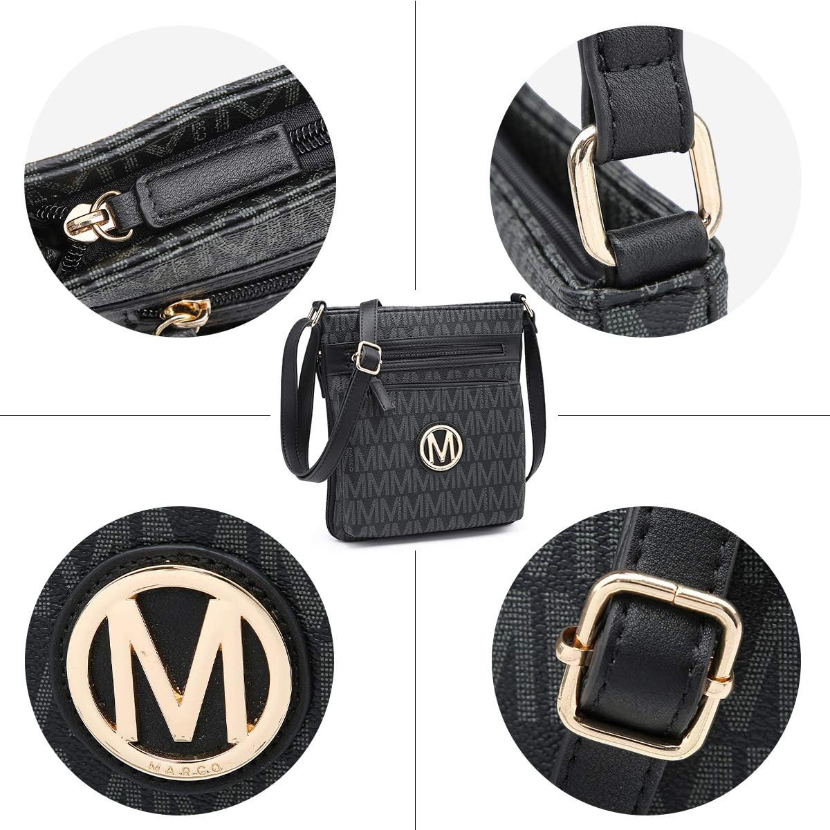 Crossbody Bags for Women Travel Vegan Leather Multi Zip Pockets Crossbody Purses Trendy Monogram Shoulder Bags - Image 6