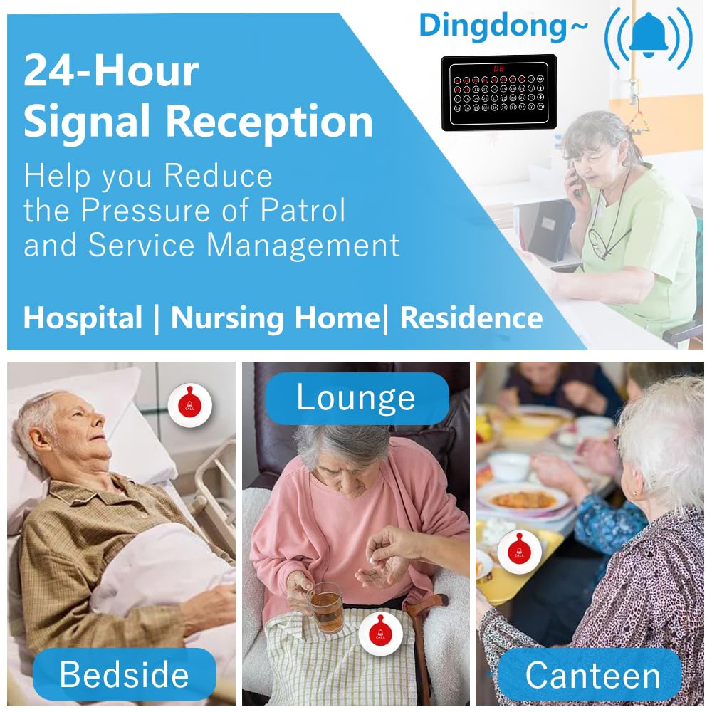 Sistema di chiamata Wireless Caregiver Pager Nurse Alert System SOS Call Bell Button Alarm per ristorante ospedale clinica Caregiver infermiera con 1 ricevitore 20 pulsante di chiamata