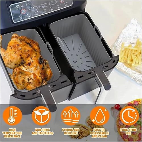 Miniatura 4 de 1PCS Air Fryers Oven Baking Tray, Fryer Silicone Basket Mold Pizza Mat Replacement Grill Pan Accessories(1PC Black)