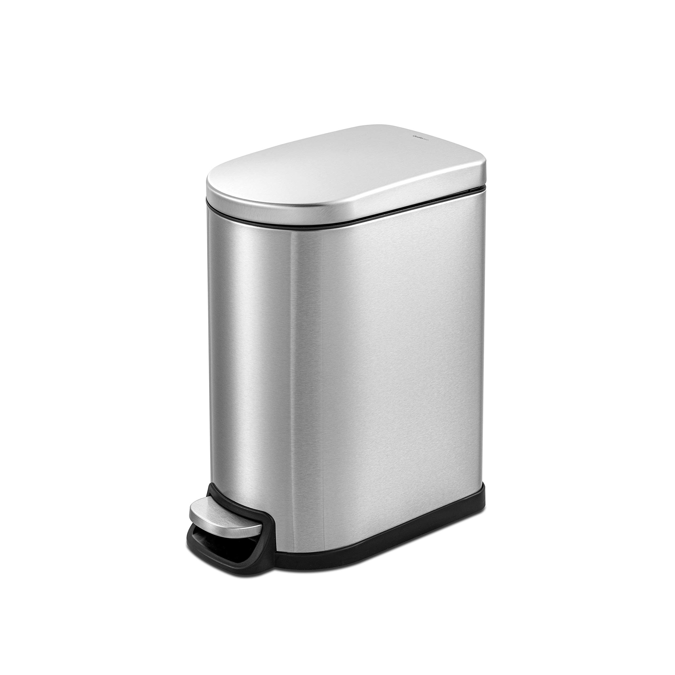 QUALIAZERO2.6Gal Heavy Duty Hands-Free Stainless Steel Bath/Office Step Trash Can, Fingerprint-Resistant Soft Close Lid Trashcan, 10L / 2.6 GAL