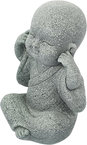 HOMSFOU Linda figura de monjes de piedra arenisca sonriente de Buda en miniatura, escultura de Buda Zen Feng Shui para acuario, pecera, hogar,