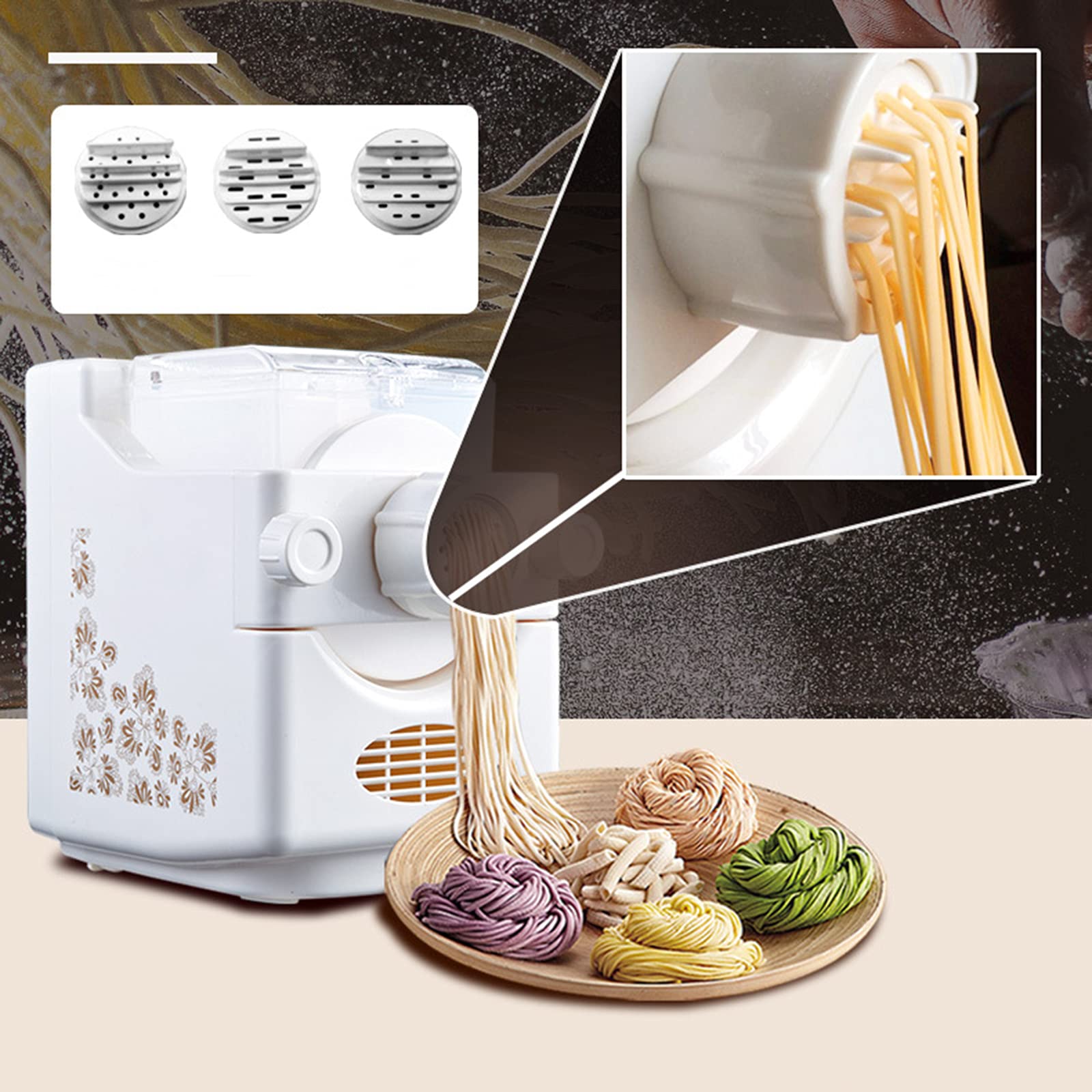 Maquinaria de pasta, máquina eléctrica de 260 W, máquina de hacer pasta totalmente automática, capacidad de 500 g, hay 13 tipos de formas, máquina de pasta doméstica, máquina para hacer pasta de masa