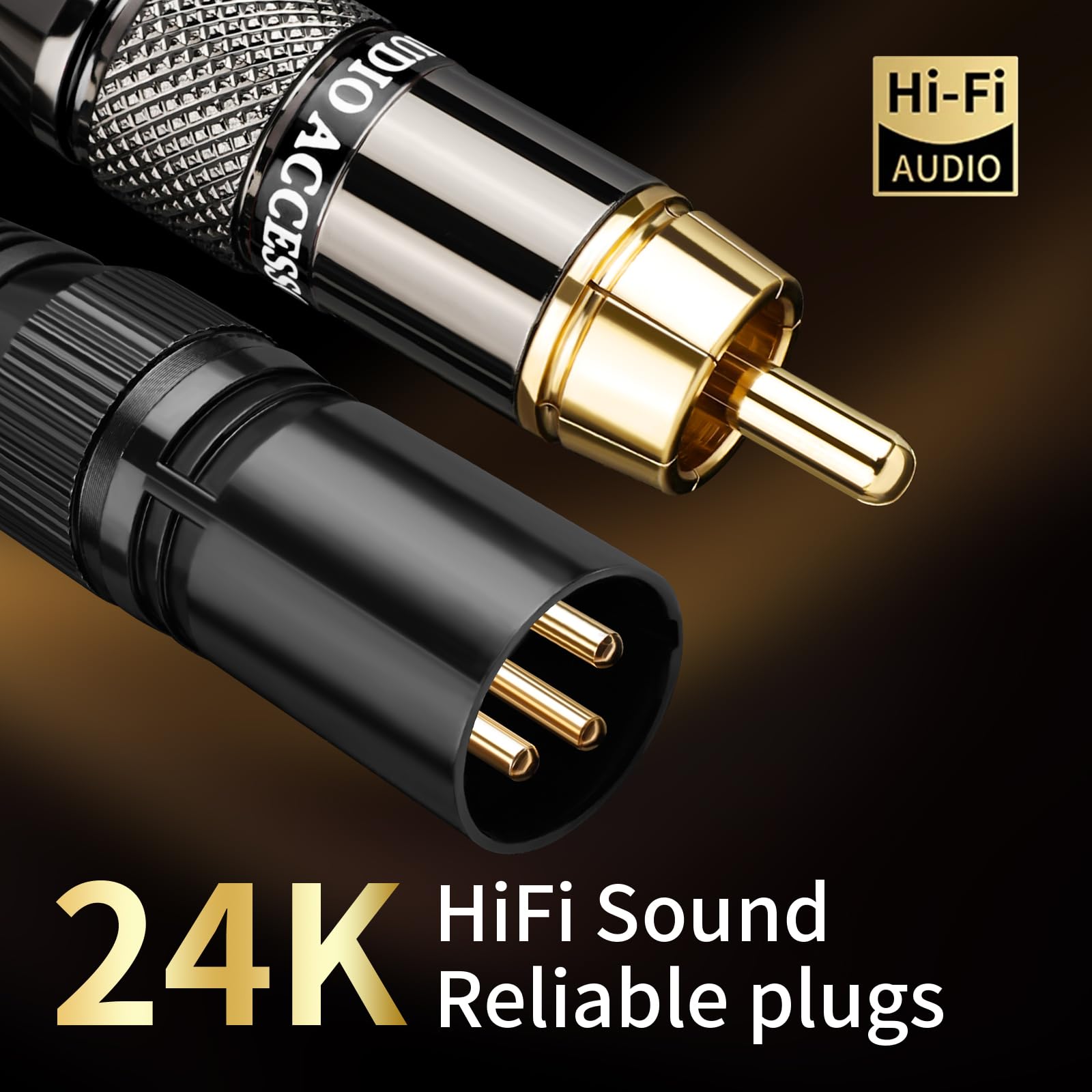 Audiophile - Cavo audio HiFi da RCA maschio a XLR maschio, confezione da 2, nucleo OFC 4N, spina placcata oro, treccia in nylon, cavo subwoofer, compatibile con lettori CD, amplificatori e
