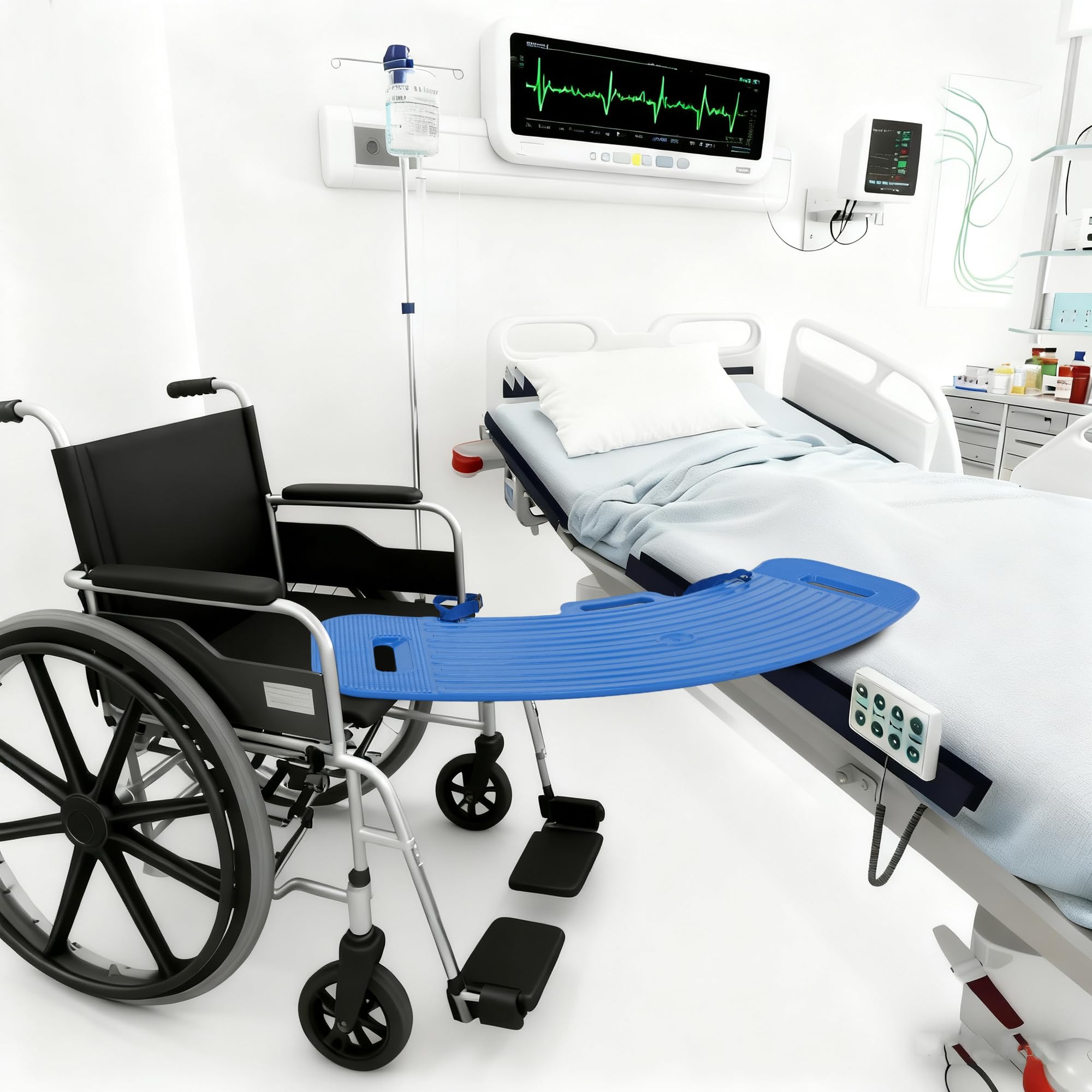 Tabla de transferencia lesolar con asas para mover pacientes en silla de ruedas 8