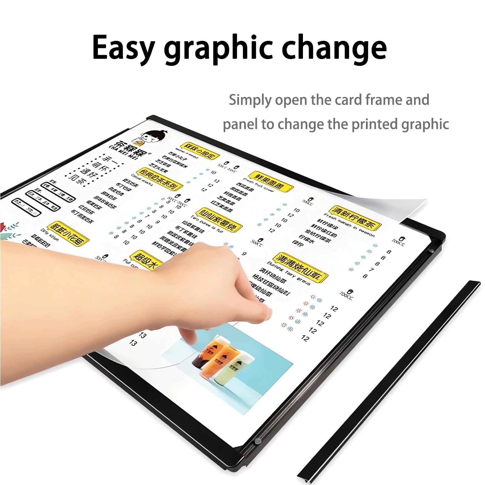 FXNFXLA Panneau De Menu De Restaurant à LED, Caisson Lumineux à Cadre Ultra Fin, Panneau De Menu Rétroéclairé Par LED, écran D'affichage D'affiche Lumineux Pour Restaurant, Magasin De Thé Au Lait