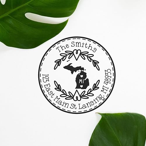 Miniatura 210 de Round State Love - Sello de dirección de devolución para Texas, uso con almohadilla de sello, mango de madera, sello de dirección de Texas