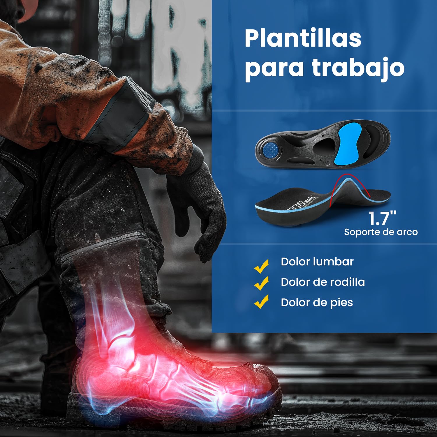 PCSsole Plantillas de soporte ortopédico para arco alto, inserto deportivo cómodo para pies planos, fascitis plantar, dolor en los pies, valgo del pie, sobrepronación para hombres y mujeres
