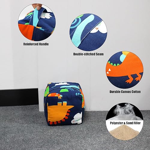 Vista 43 de Tope de puerta decorativo con peso, tope de puerta de tela con asa, cubo cuadrado resistente, protectores de pared para el hogar, oficina, A