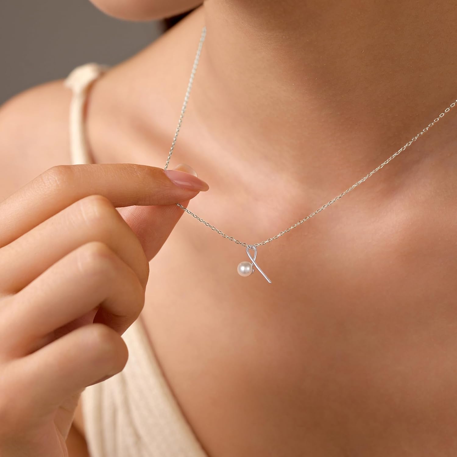 14k Gold Plated Pearl Drop Pendant Necklace for Women Trendy,925 Sterling Silver Single Pearl Choker Necklace Adjustable Simple Pearl Necklaces for Mom Daughter Valentines Day Birthday Jewelry Gifts - Image 4