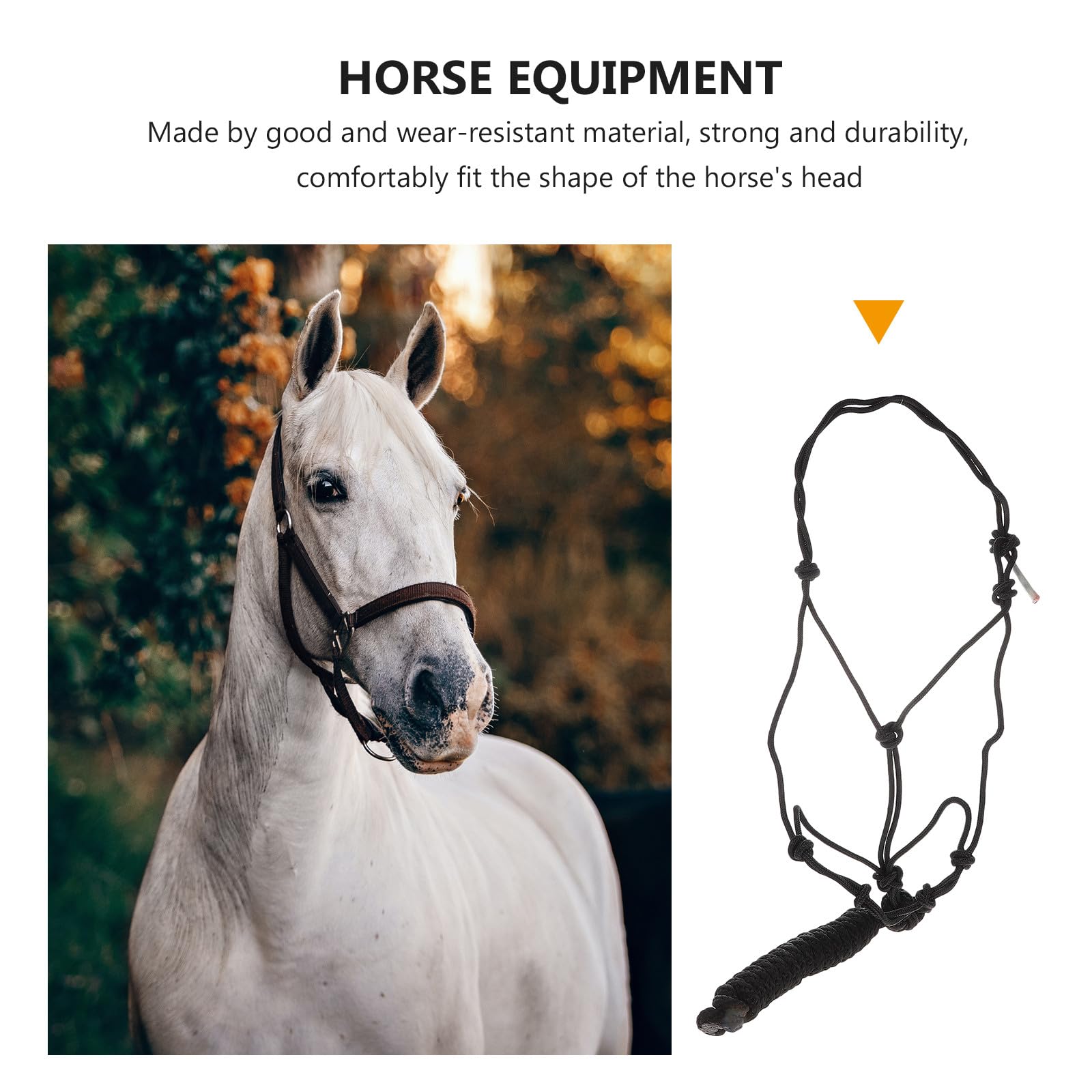 FOMIYES Cavezza per Cavalli in Corda Resistente, Collare da Equitazione Professionale in Poliestere, Cavezza Pratica Completa Nodi Regolabili, Accessorio per Controllo Sicuro del Cavallo,