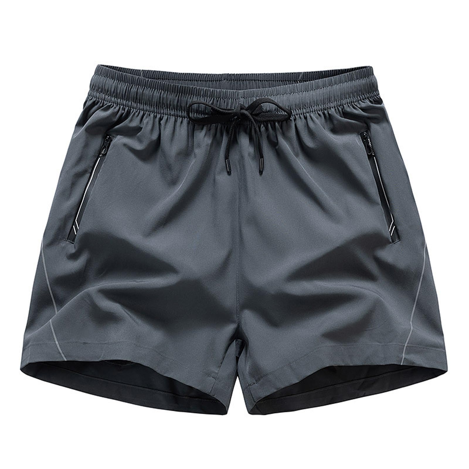 Mens Athletic Shorts Elastic Waist Drawstring Active Joggers Sports Track Workout Running Shorts with Zipper Pockets
