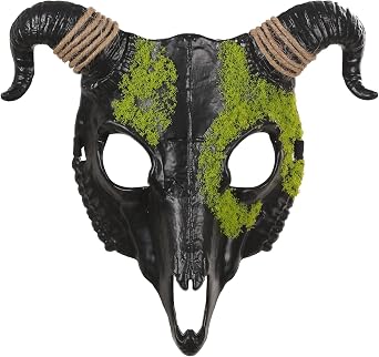 Ram Deer Skull Horn Goat Mask Devil Demon Animal Bull Skull Mask Decor for Adults Man Halloween Cosplay Props