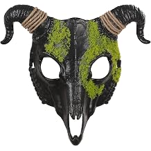 Gothic Goat Face Mask Realistic Animal Head Scary Black Skull Masks for Halloween Party Demon Cosplay Costume for Adults