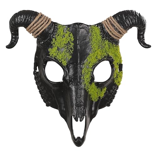 Gothic Goat Face Mask Realistic Black Skull Animal Head Scary Demon Mask for Adults Halloween Party Cosplay Costume