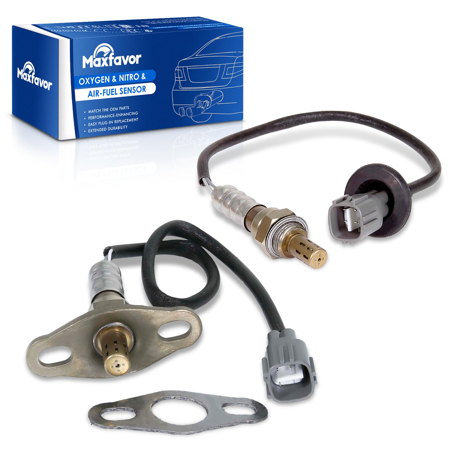 Maxfavor Upstream Downstream O2 Oxygen Sensor Replacement for 1998 1999 2000 2001 2002 Toyota Corolla Chevy Prizm L4-1.8L 02 Sensor 234-4205 234-4061 8946509200 8946519715