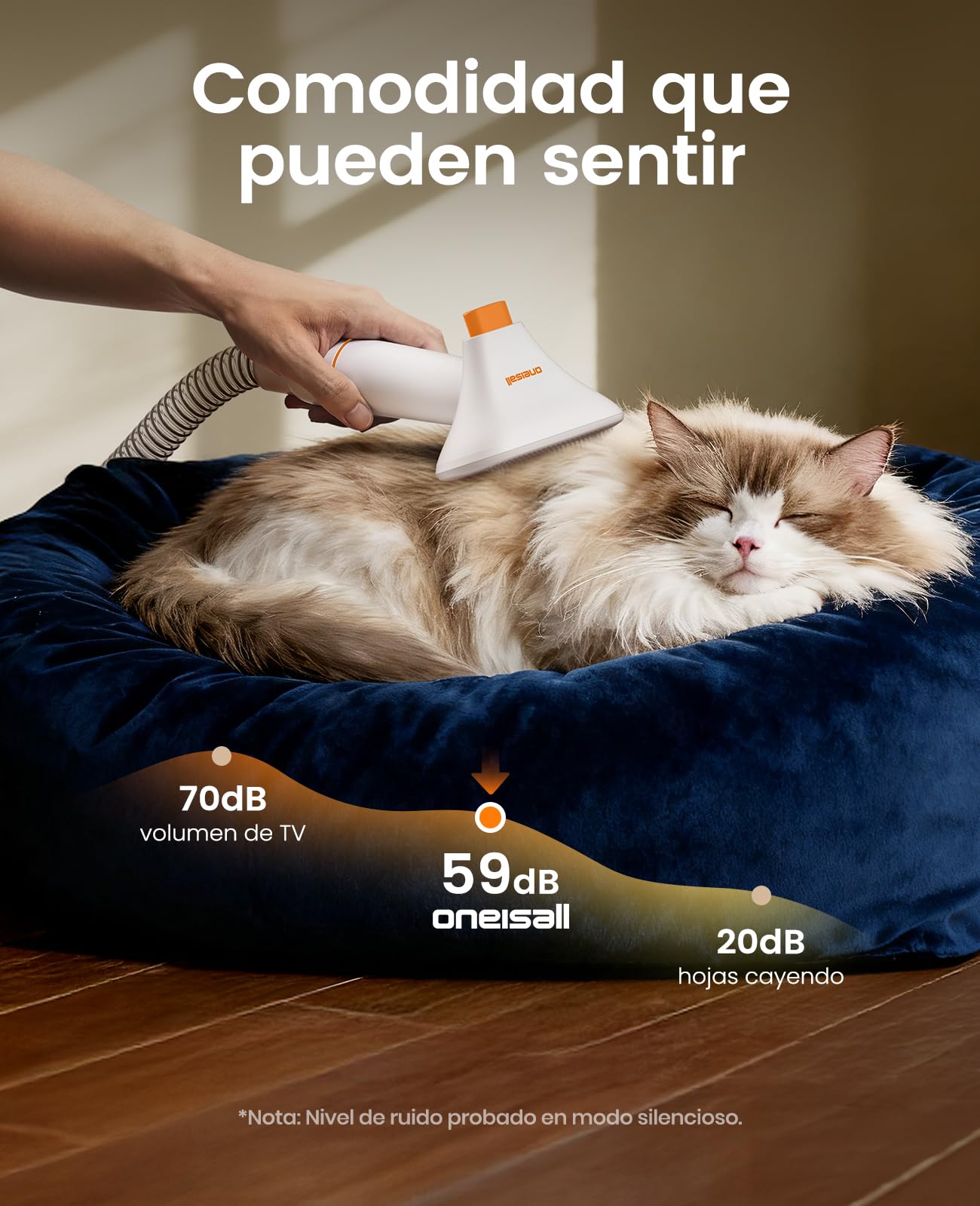 oneisall Cortapelos Perros con aspiradora de pelo, 15000Pa máquina de corte silenciosa para perros y gatos y otras 6 herramientas de aseo, Aspira el 99% del pelo de las mascotas