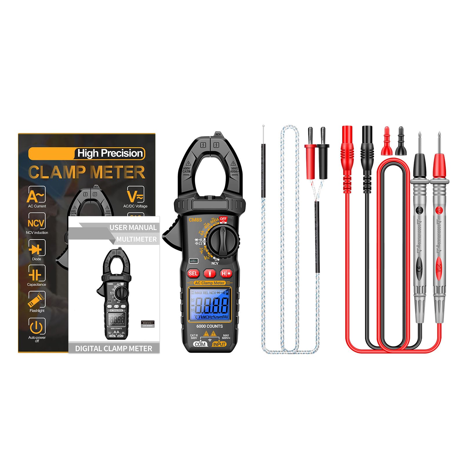 Tsophreniq Advanced Digital Clamp Multimeter Electrical Parameters Detection Device Easy To Carry For Electricians & Hobbyists Voltages Tester