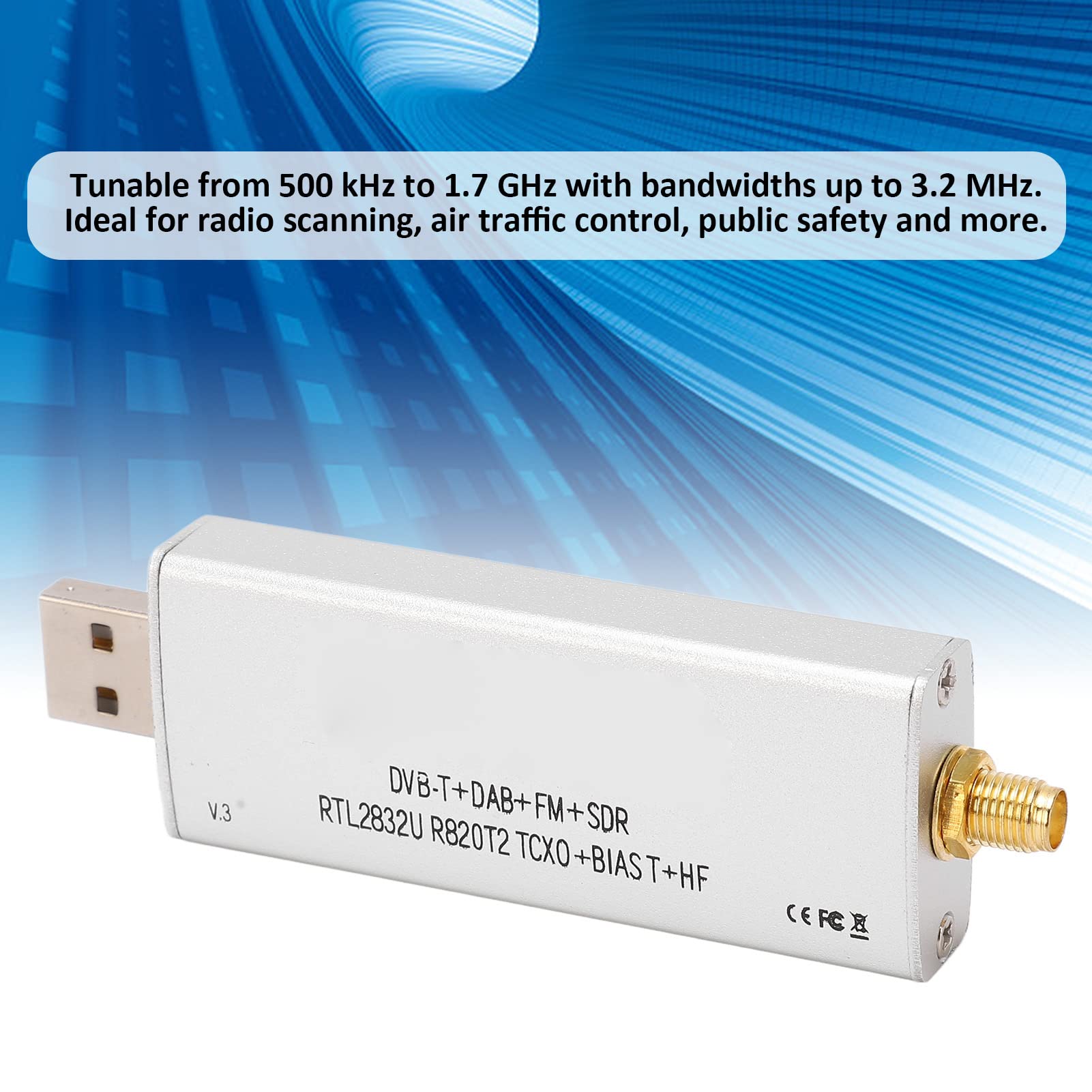 Ricevitore Audio RTL SDR R820T2 RTL2832U 1PPM TCXO SMA 500KHz‑1766MHz per la Ricezione del Segnale Ricevitore Audio RTL