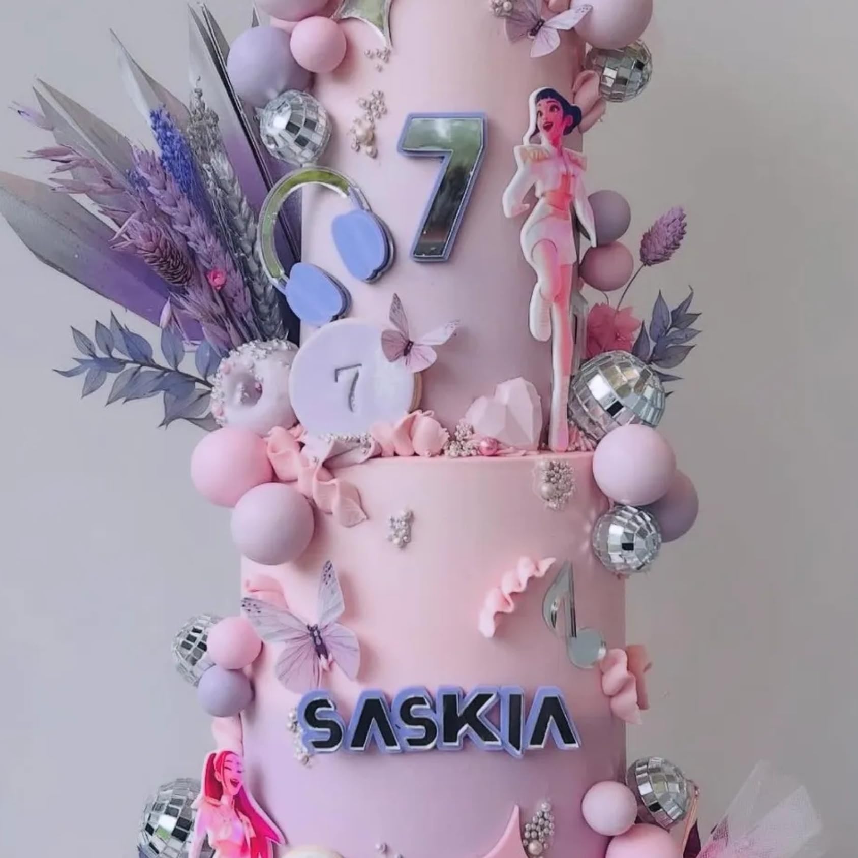 Personalised Silver and Lilac Cake Topper, Perfect for Kpop Themed cakes