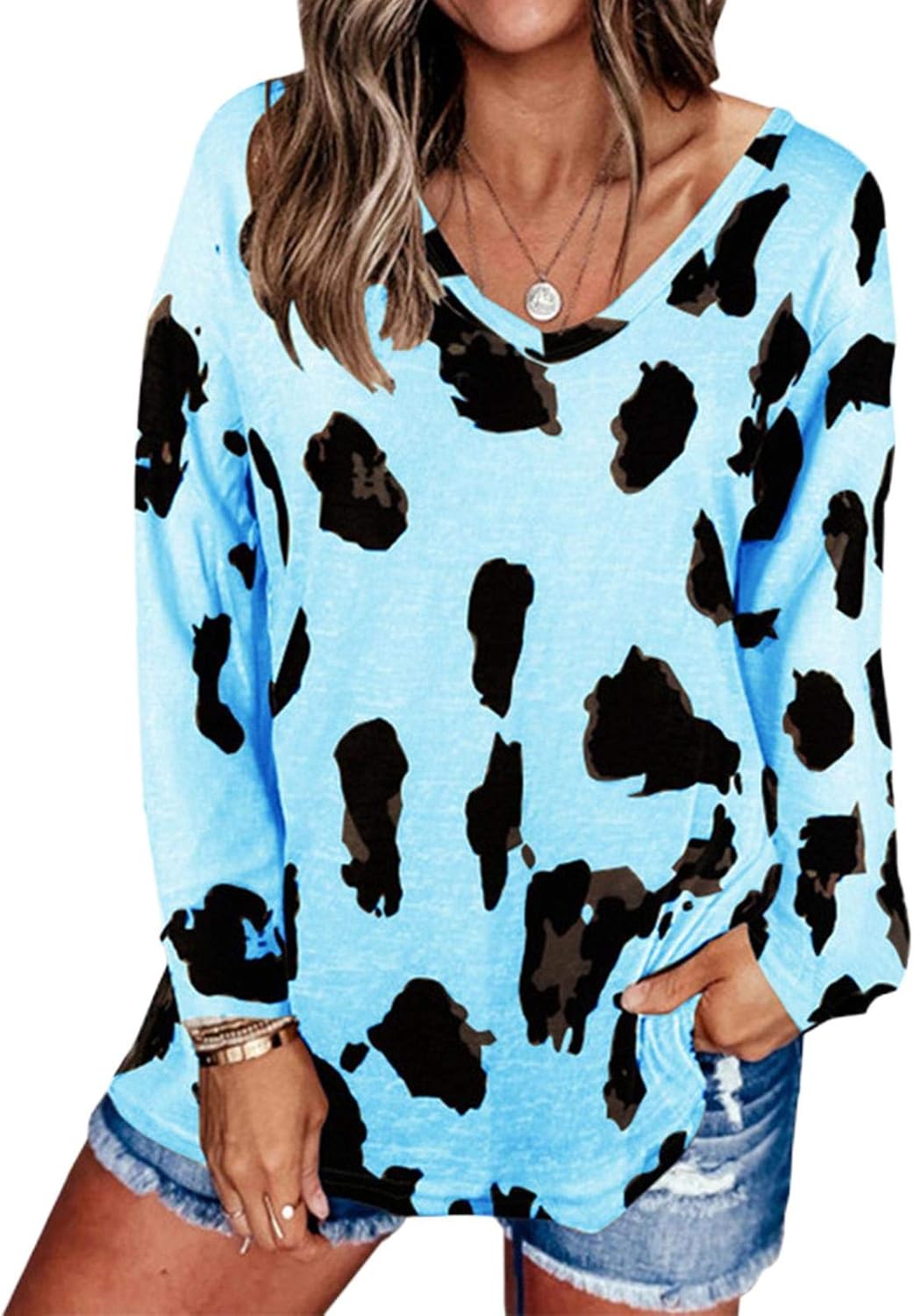 Autumn Women Tshirt Cow Print Long Sleeve Female T Shirt Harajuku Loose