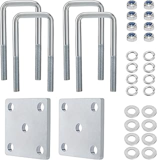 Racewill Square U Bolt Kit for Boat Trailer Axle Leaf Springs, Trailer Leaf Spring U Bolts, for 2x2 Axle - 5 1/4" Long