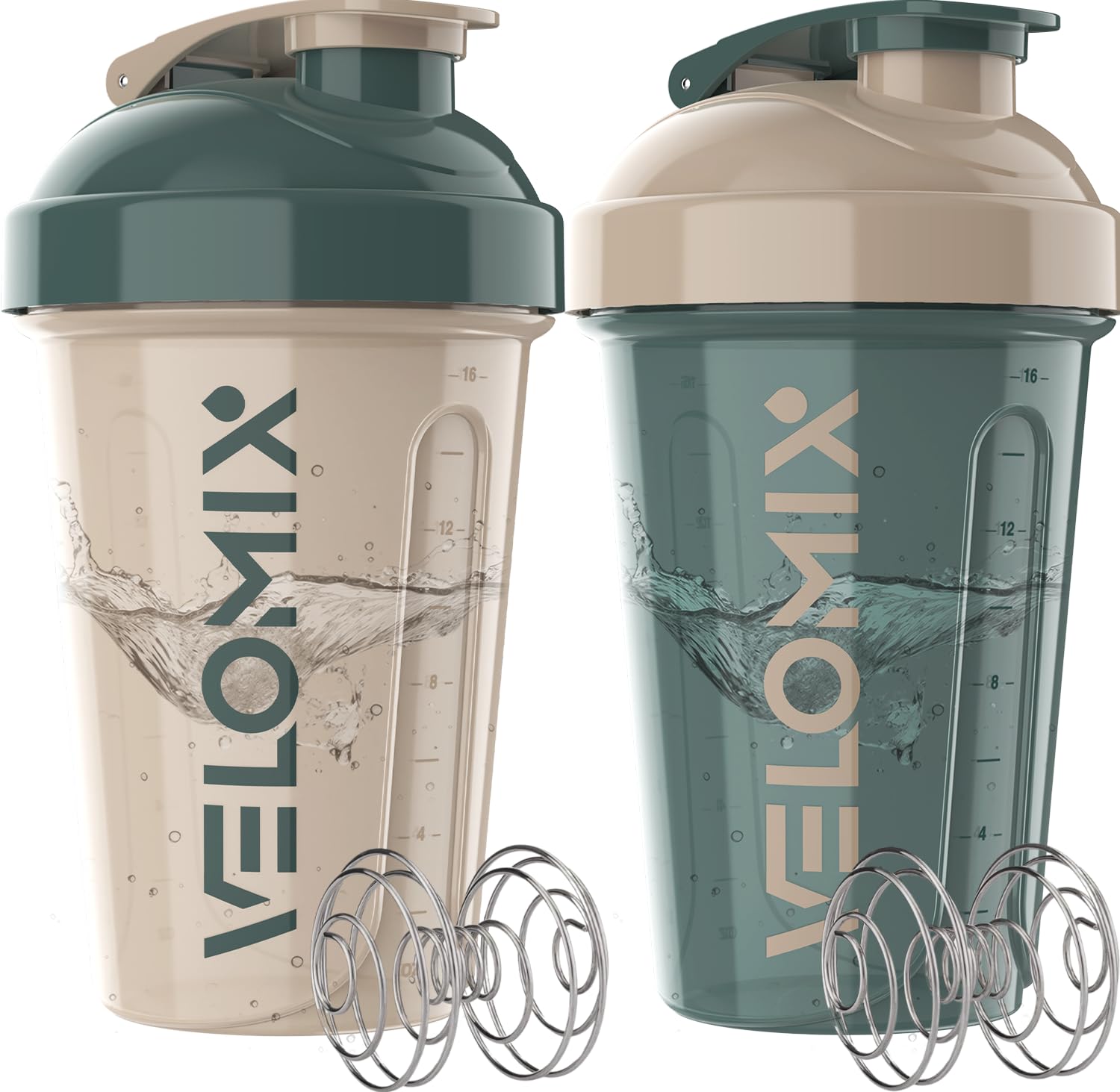 VELOMIX 2 Pack 20oz Protein Shaker Bottle for Protein Mixes, Clear Prime — Amazon image 14