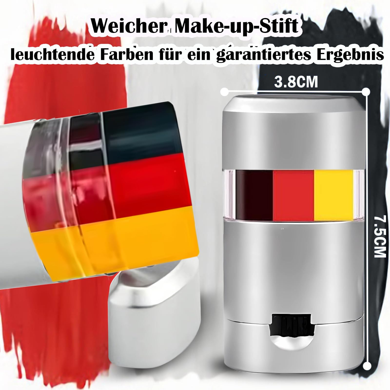 Deutschland Fanartikel - Em Fanartikel - 1 Stück Make-up Schwarz/Rot/Gelb - Deutschland Schminkstift - Sportwettbewerb, Verkleidung, Fans (Schwarz/Rot/Gelb)