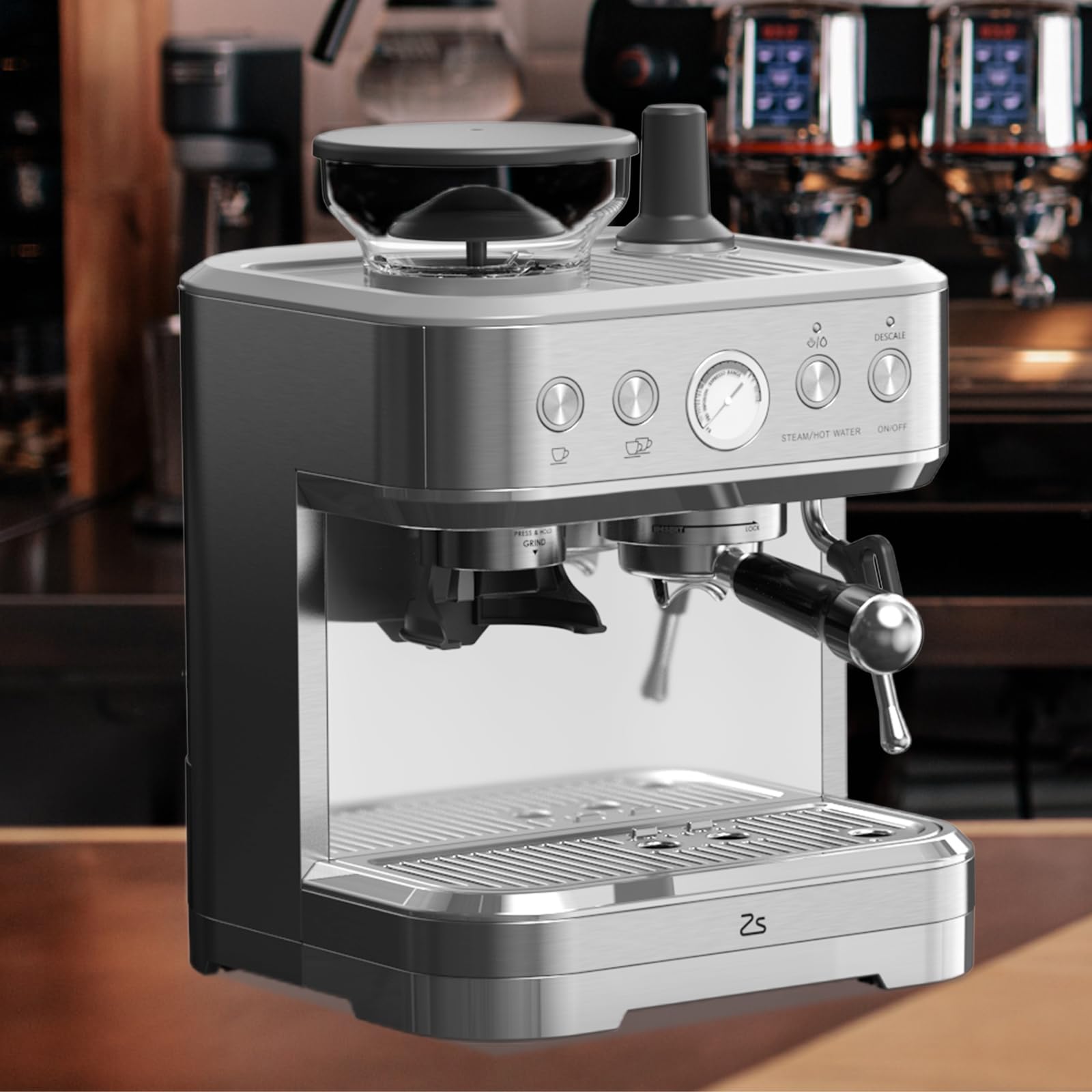 Zstar Espressomaschine mit Mahlwerk – 15 Bar, 1350W, PID & Manuellem Druck, integrierter Milchaufschäumer, 2,3L Tank, für echten Barista-Genuss zuhause