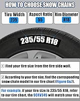 Vista 5 de Snow-Chains - Cadenas para neumáticos de fácil instalación, cadenas de nieve para neumáticos de servicio pesado de ajuste con un solo tirón