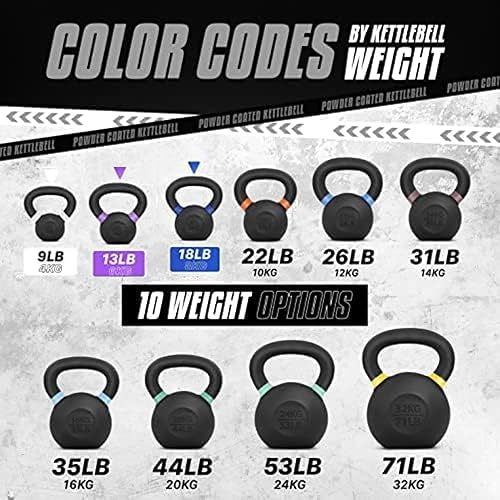 Miniatura 7 de Yes4All - Pesas rusas de hierro fundido con recubrimiento en polvo, entrenamiento de fuerza, gimnasio en casa, ejercicios de cuerpo completo