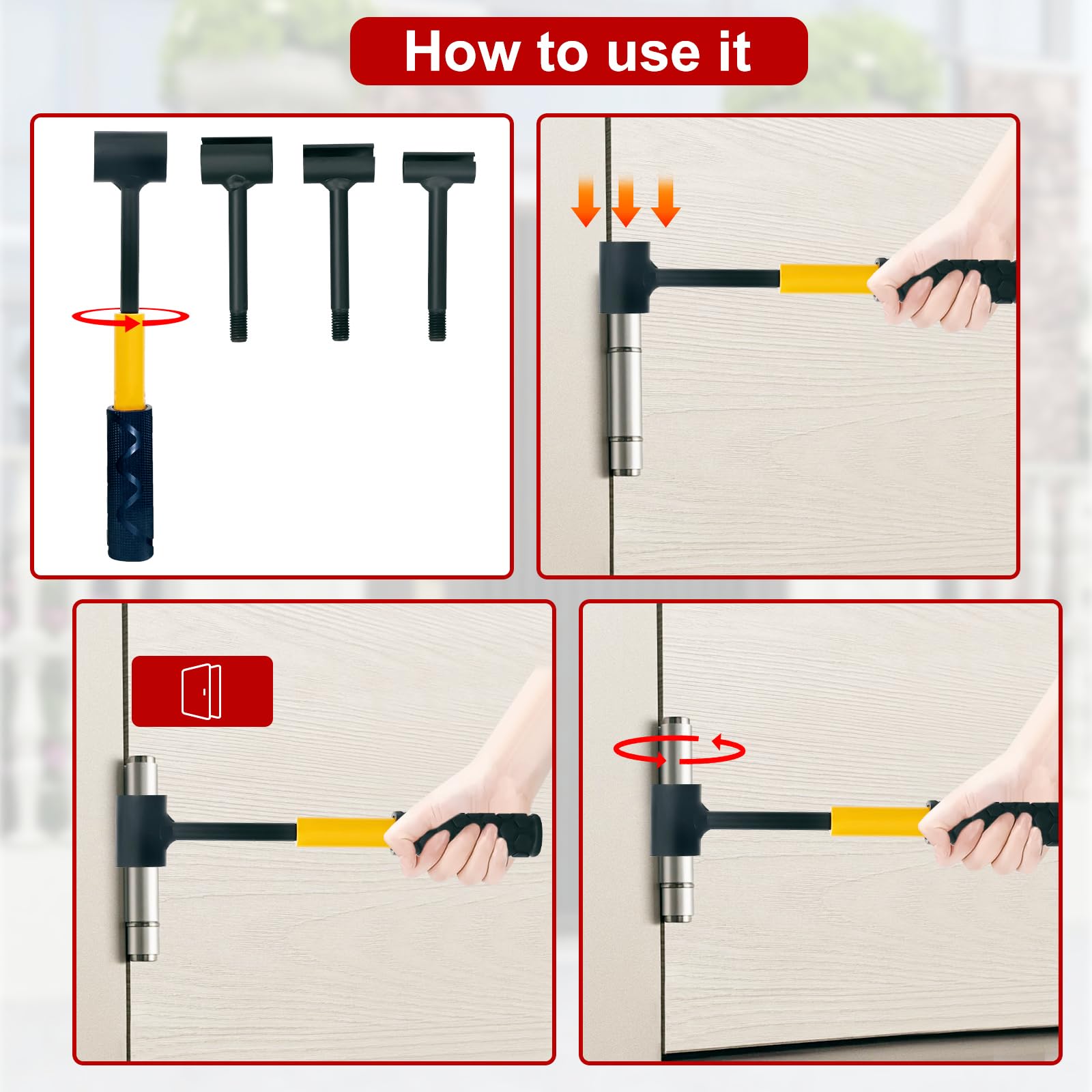 Qivine Chiave Regolazione Cerniere 4 in 1, Attrezzo per Allineamento e Riparazione Porte, Regolatore per Cerniere da 14-25 mm, Utensile in Acciaio Resistente per Porte, Armadi