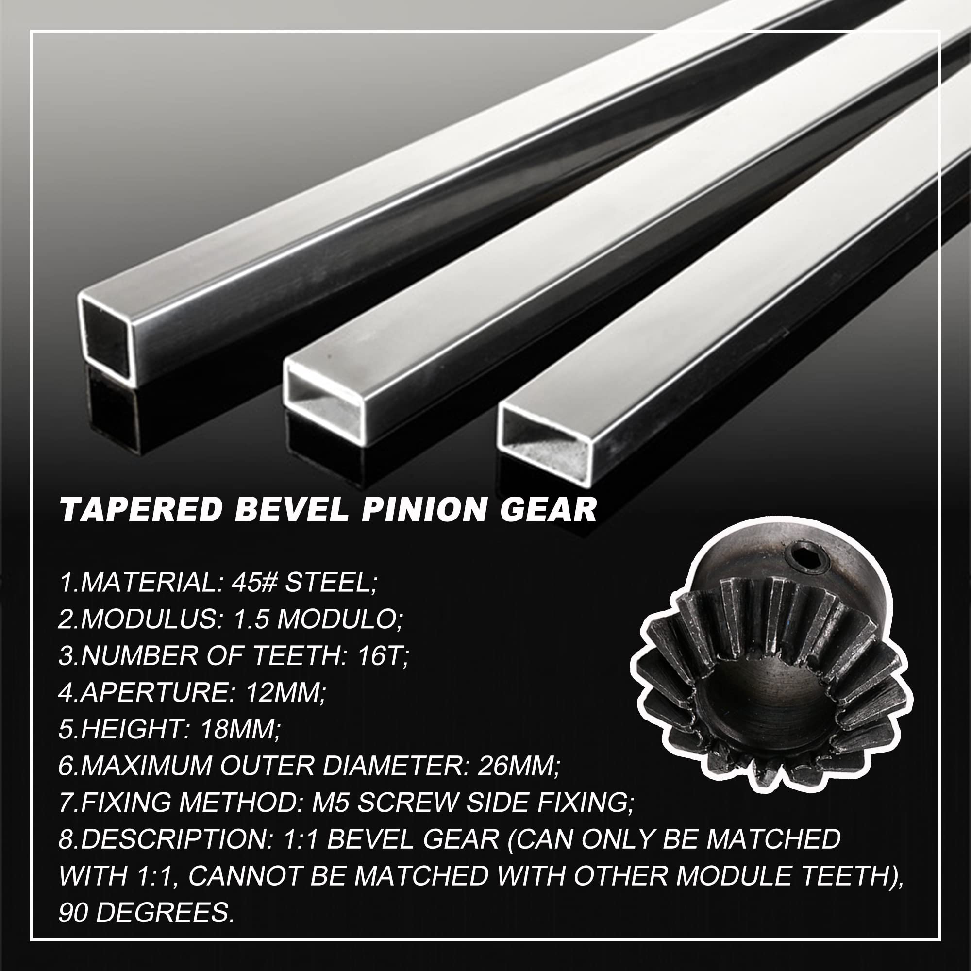 CNBTR 10PCS Tapered Bevel Gear Wheels 12mm (1.5 Modulus 16T) for Hardware Mechanical