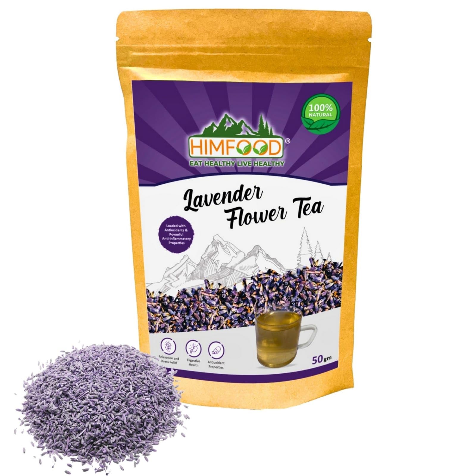 HIMFOOD Pure Organic Lavender Flower Tea 50g- 50 cups | FARMS OF KASHMIR | Sun Dried Flowers | Flavored Syrups & Cocktails (B0D4LSSQM7) Amazon Price History, Amazon Price Tracker