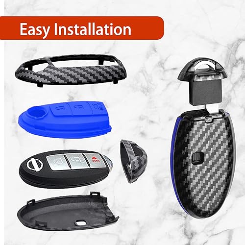 Miniatura 4 de WORCAS - Funda para llavero para Nissan Altima Sentra Maxima Rogue Armada Pathfinder Infiniti Premium, sin llave de entrada remota, de fibra de