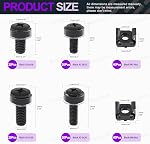 Swpeet 80Packs 4 Sizes M5 M6 Black Computer Mount Cage Nuts and Screws with Metal & Plastic Washers Assortment Kit, Square Hole Hardware Cage Nuts & Mounting Screws Washers