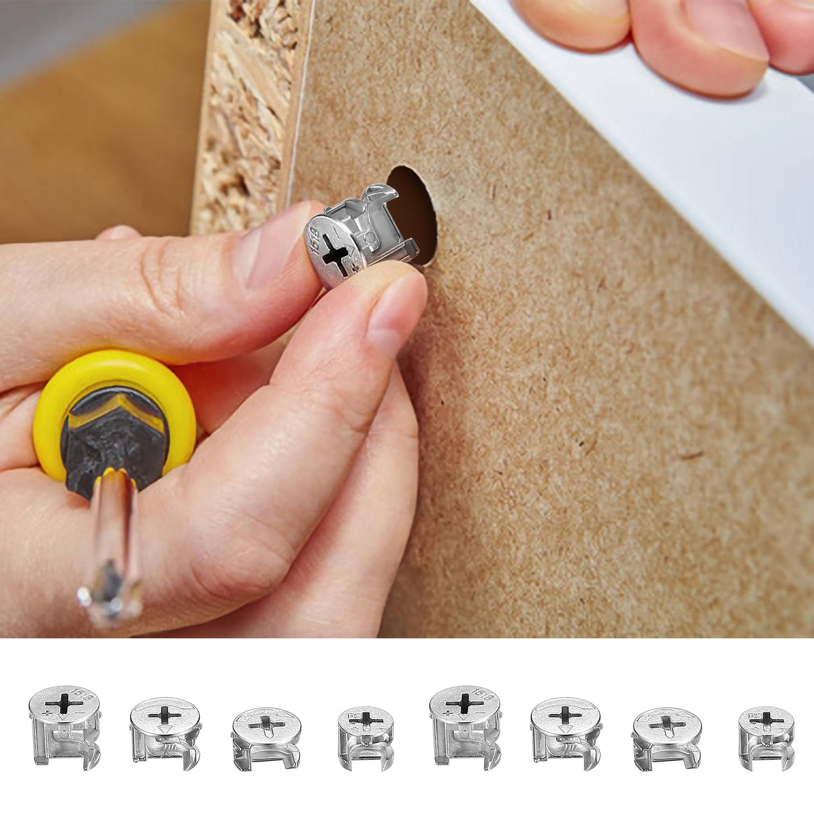 15 Pcs Furniture Connecter Cam Lock, Fittings 12mm X 11mm For Cabinet Drawer Dresser And Wardrobe Furniture Panel Connecting Hardware Bolts, Arc Top