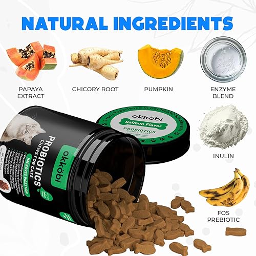 Miniatura 3 de Probióticos masticables para gatos, 200 unidades, apoyo digestivo, para la salud intestinal y la diarrea, masticables probióticos para felinos,